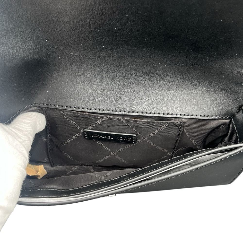 Michael Kors Black Medium Leather Flap Clutch / Crossbody - Picture 6 of 9